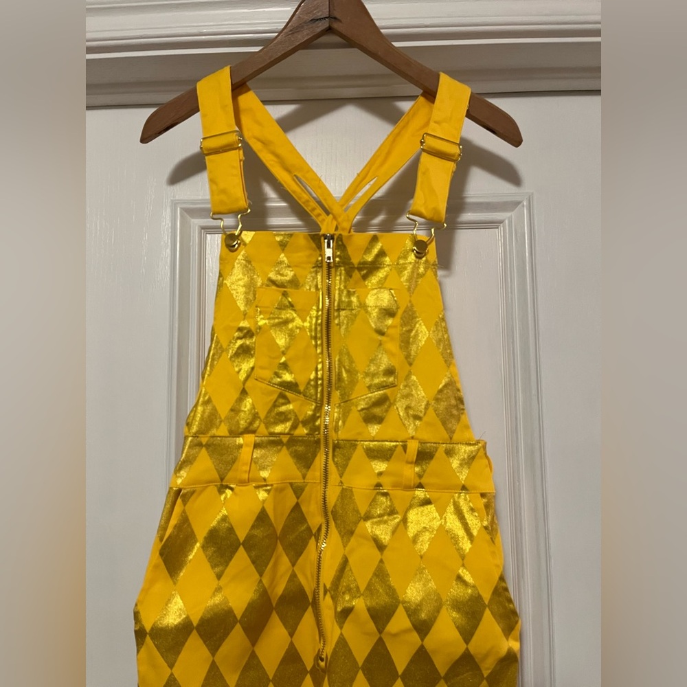 Birds of Prey Adult Size Small Harley Quinn Yellow Gold Overalls Jumpsuit - Picture 3 of 10